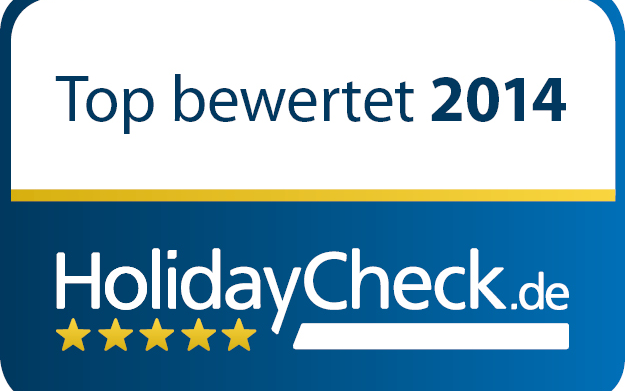 Top bewertet 2014-Logo. Quelle: Holidaycheck.de