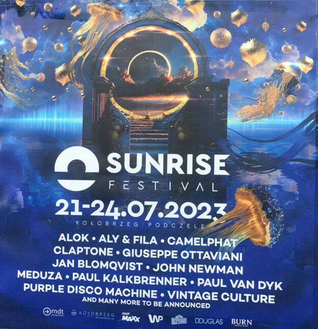 Plakat Sunrise 2023 in Kolberg an der Ostsee