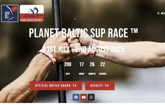 Screenshot der Website des Baltic SUP Race