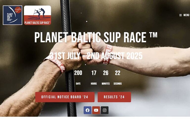 Screenshot der Website des Baltic SUP Race