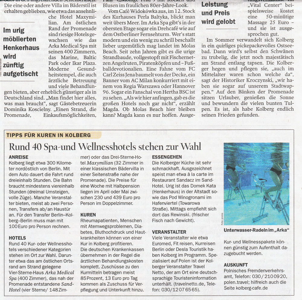 Artikel im Tagesspiegel über Kolberg (Ausschnitt)