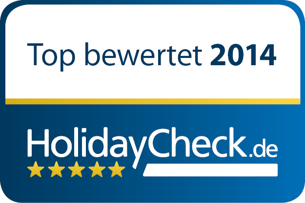 Top bewertet 2014-Logo. Quelle: Holidaycheck.de