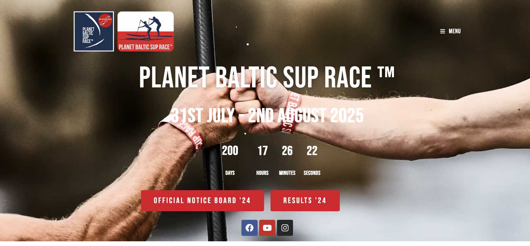 Screenshot der Website des Baltic SUP Race